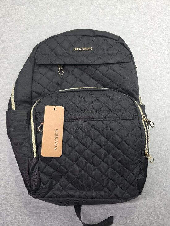 Kroser Handbags - Kroser Women's Quilted Laptop Backpack Black Gold Hardware Travel Work Bag NWT